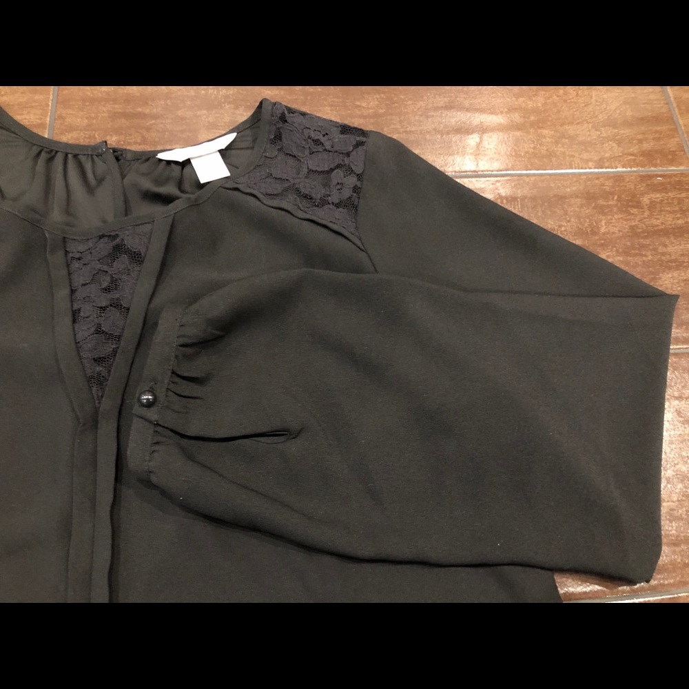 Christopher & Banks | Black Lace Cutout Blouse